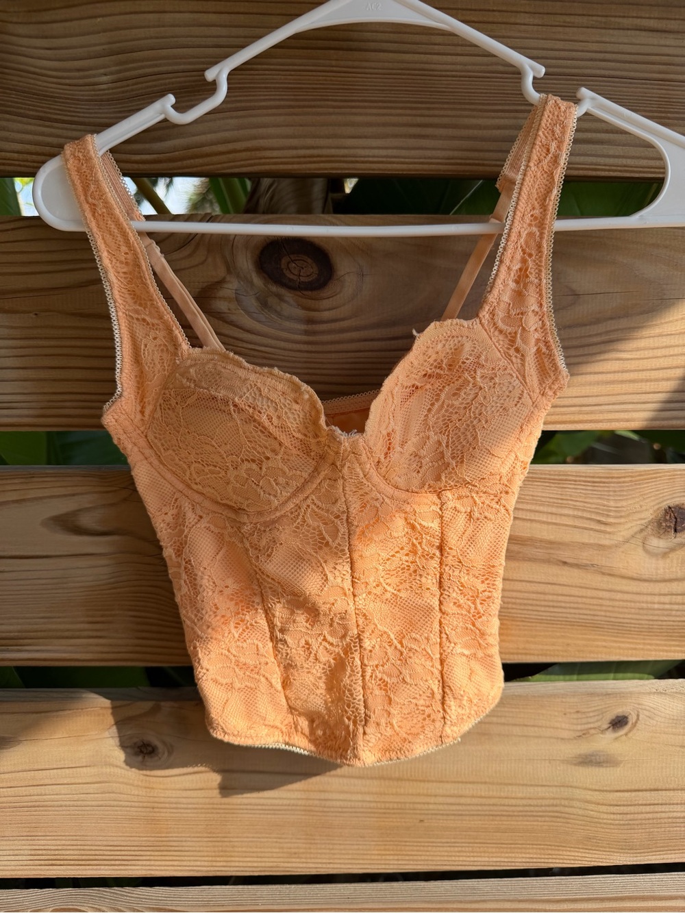 ReoRia Lace Bustier Crop Top - Peach